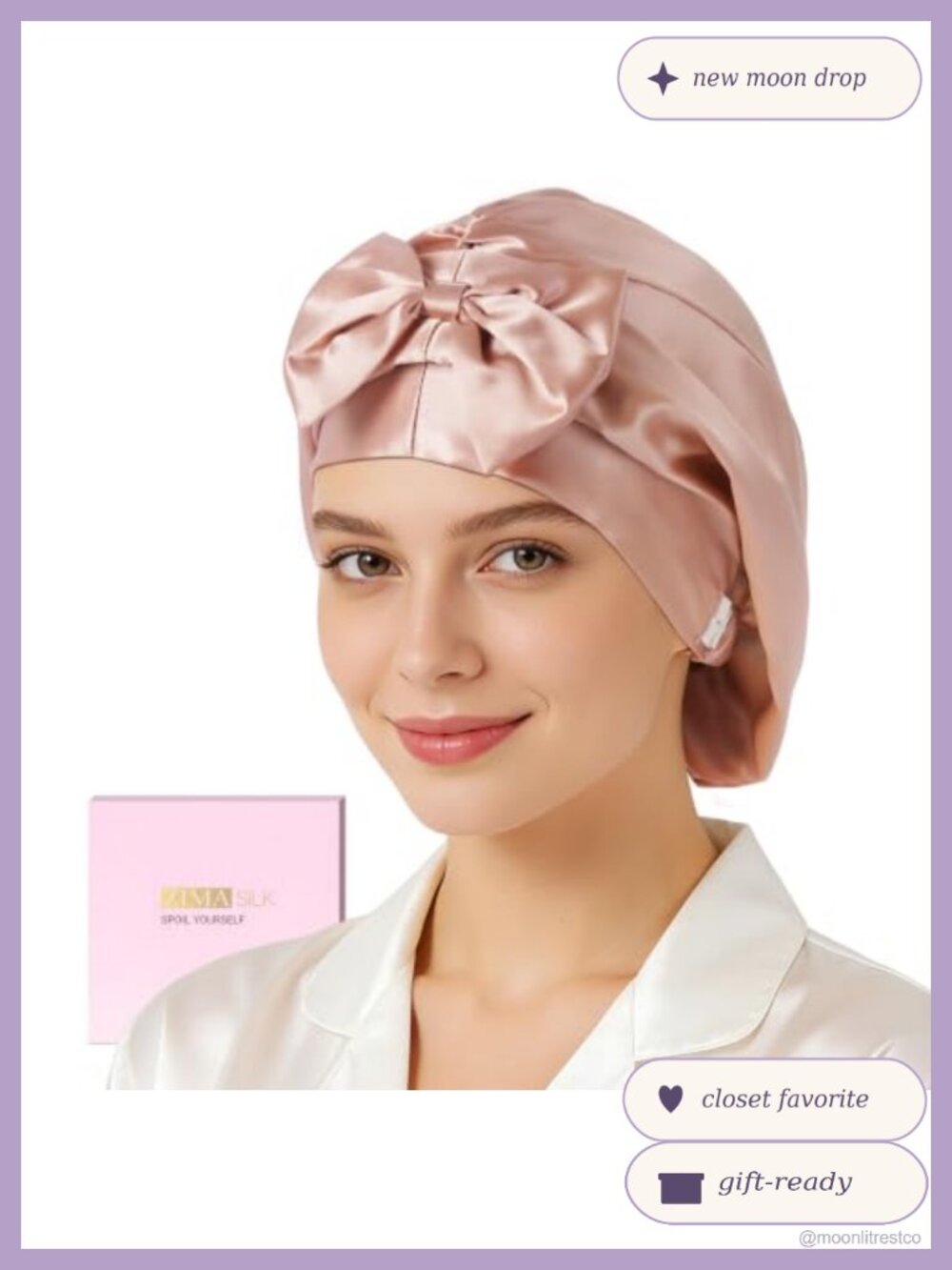 22 Momme 100% Mulberry Silk Adjustable Bonnet for Sleeping Hair Protection